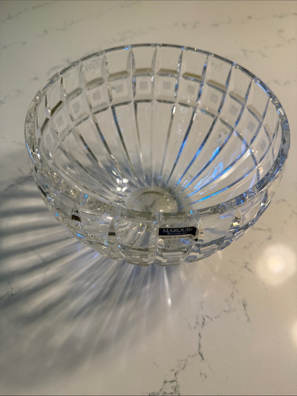 Marquis by Waterford Clear Cut Crystal Bowl - Faceted Design